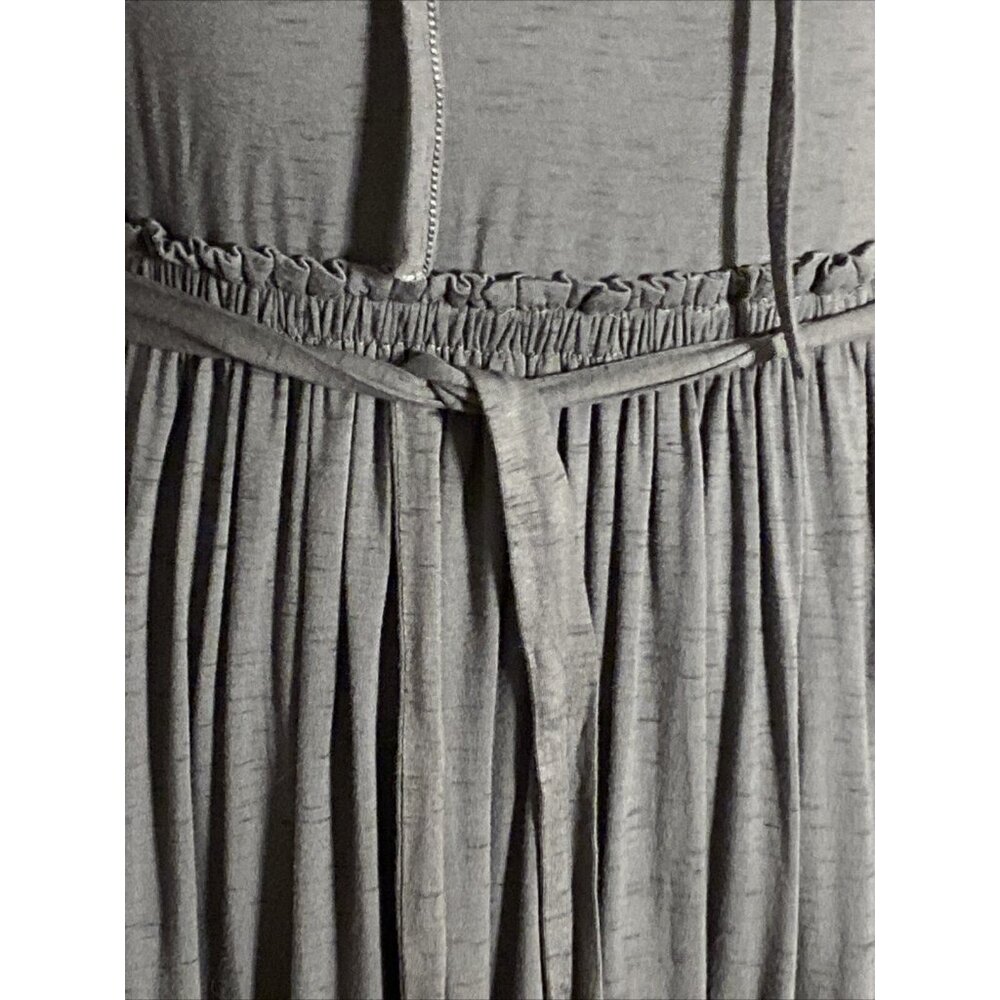 Matilda Jane Sz S Grey Gray Midi Dress Elastic/Tie Waistband V-Neck 3/4 Sleeve - Picture 3 of 12